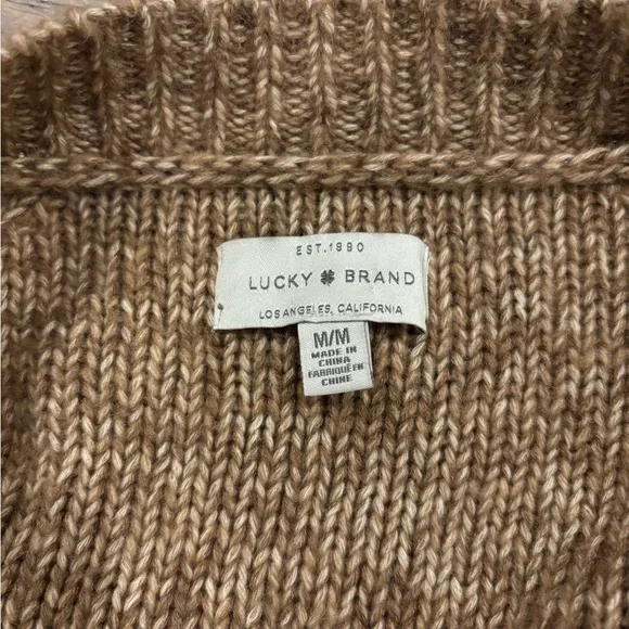Lucky Brand Tan Women's Puff Sleeve Cardigan. Medium - Picture 4 of 6
